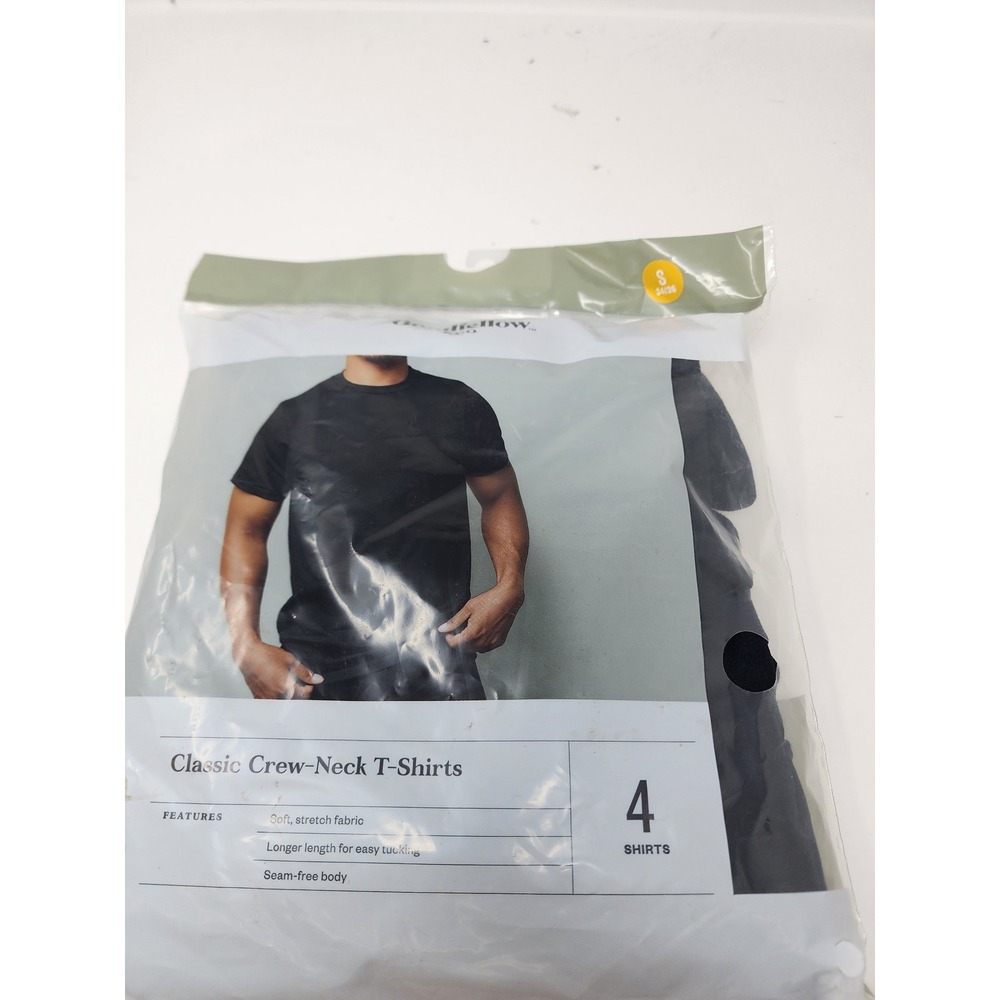 Goodfellow & Co Mens Crew Neck T-Shirts Black Cotton 4 Pack Casual Size Small